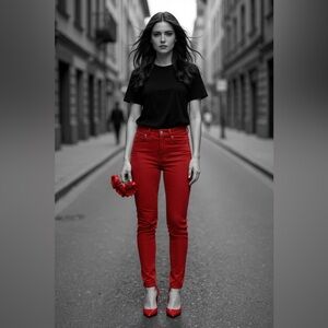 DKNY red jeans